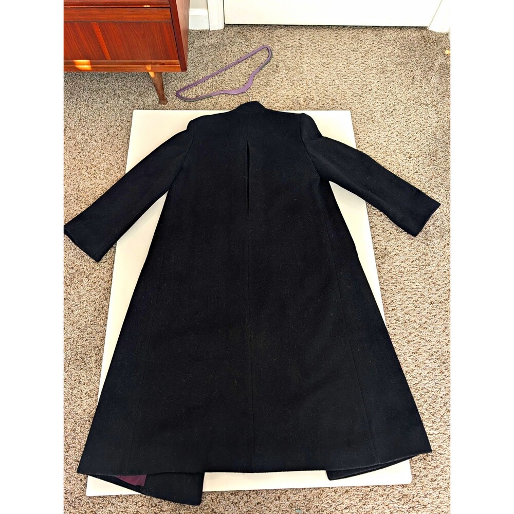 Vintage Signature Coats By Miss Harwood Black Wool Blend Long Overcoat Lined